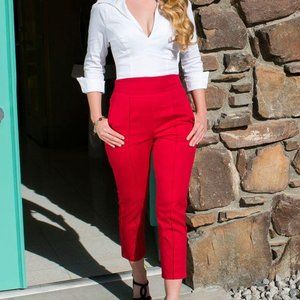 Pinup Couture Laura Byrnes Cropped Trousers in Red | Pinup VLV Pageant